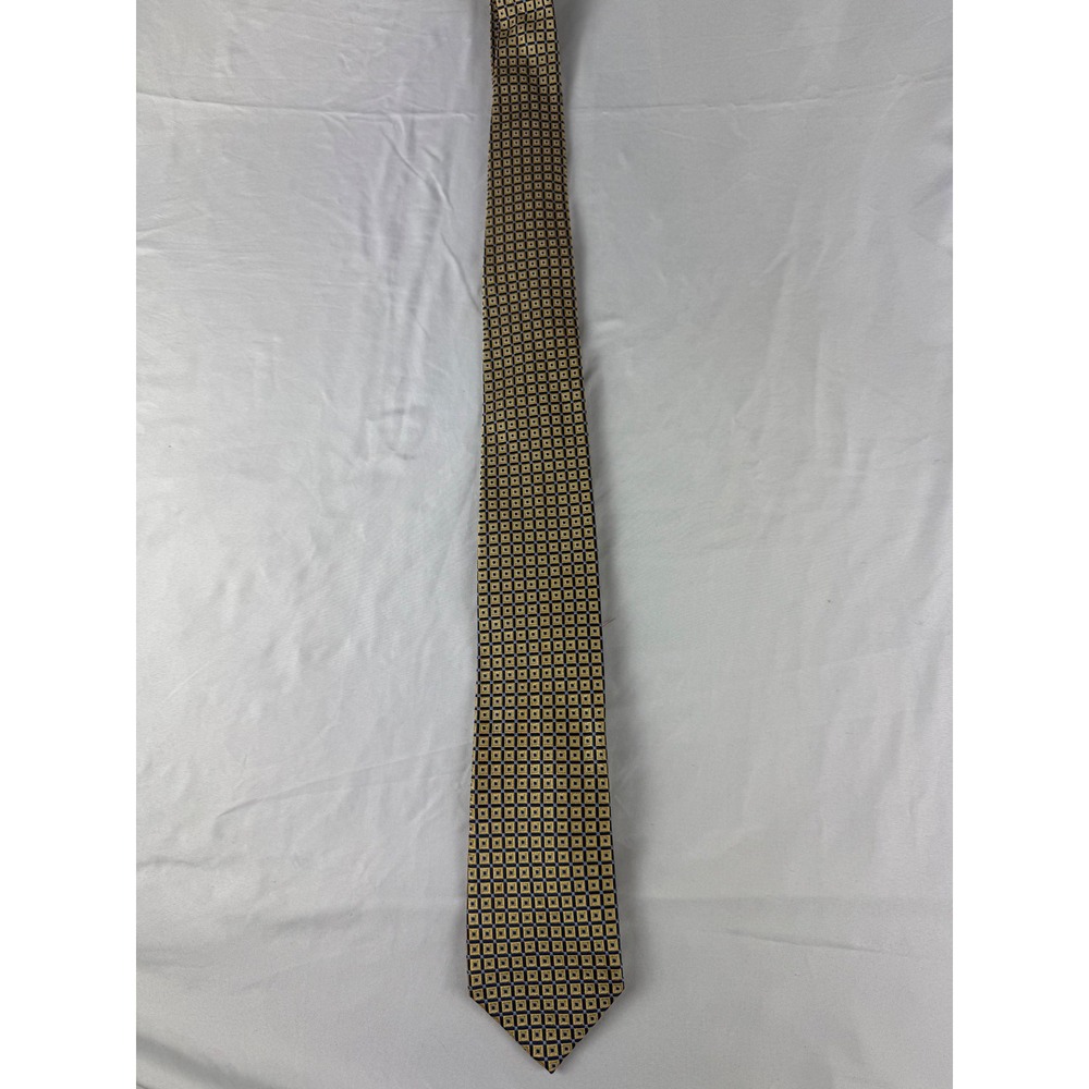 Chaps Geometric Silk Tie Yellow Navy‎ Blue Mens Classic Necktie